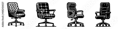 Modern Minimalist Office Chair Icon, Flat Silhouette of an Ergonomic Seating Vector for Workspace Illustration Design