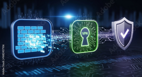 Vpn security network firewall protection data privacy internet safety online access secure connection technology
