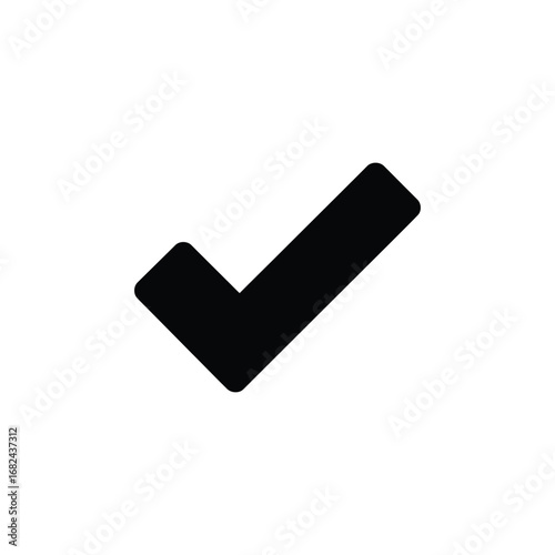 Black Check Mark Illustration on a White Background for Approval or Validation