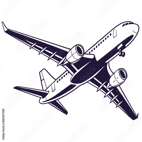 Dark blue jetliner in flight airplane aircraft