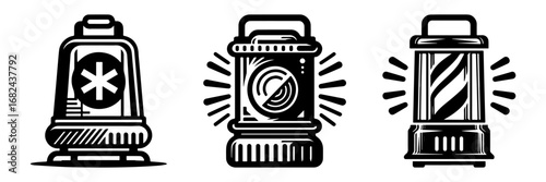 Modern Minimalist Emergency Light Icon, Flat Silhouette of a Safety Illumination Device Vector for Industrial and Office Illustration Design