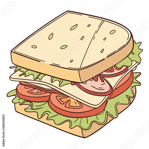 Delicious sandwich with lettuce tomato and cheese food
