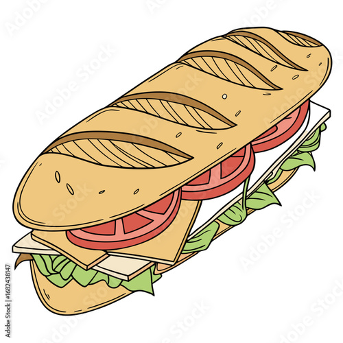 Delicious sandwich with tomato and lettuce food lunch