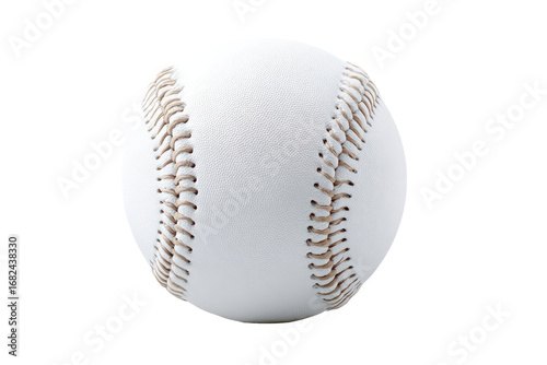 A pristine, white baseball, seams visible