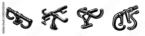 Modern Minimalist Drop Handlebar Icon, Flat Silhouette of a Bicycle Road Steering Component Vector for Cycling Illustration Design