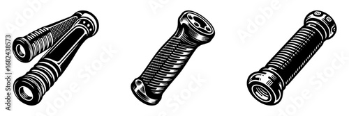 Modern Minimalist Handlebar Grip Icon, Flat Silhouette of a Bicycle Steering Accessory Vector for Cycling Illustration Design
