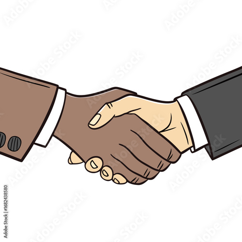 Diverse hands shaking in agreement handshake business
