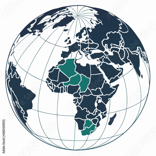 Earth continents blue green globe world