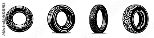 Modern Minimalist Tire Icon, Flat Silhouette of a Vehicle Wheel Component Vector for Automotive Illustration Design