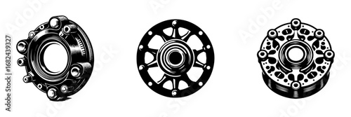 Modern Minimalist Quick Release Hub Icon, Flat Silhouette of a Bicycle Wheel Center Component Vector for Cycling Illustration Design