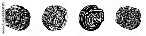 Modern Minimalist Disc Brake Rotor Icon, Flat Silhouette of a Bicycle Braking Component Vector for Cycling Illustration Design