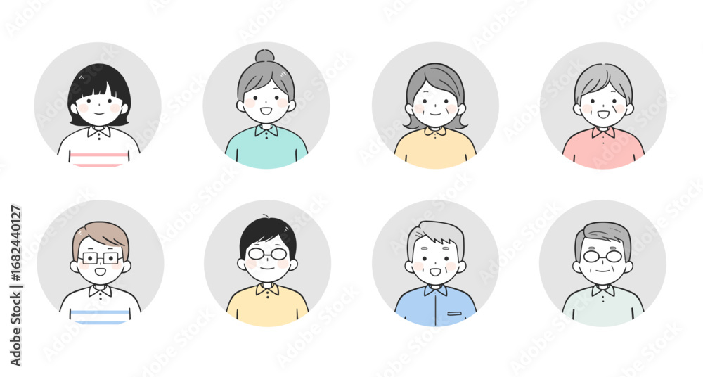 Fototapeta premium People Avatar Icon Illustration of Diverse Faces Men Women Young Old Characters for Customer Testimonials and Reviews