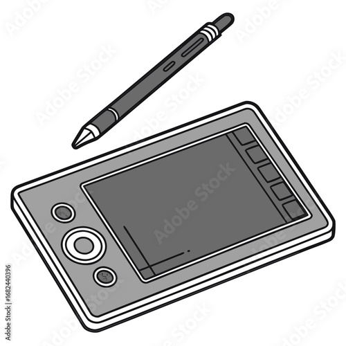 Gray drawing tablet with stylus digital art graphics tablet
