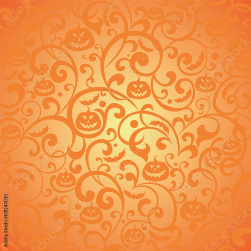 Halloween background with bats and pumpkin. Good for textile fabric design, wrapping paper, website wallpapers, textile, wallpaper and apparel. vector illustration