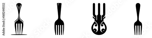 Modern Minimalist Fork Icon, Flat Silhouette of a Bicycle Suspension Component Vector for Cycling Illustration Design