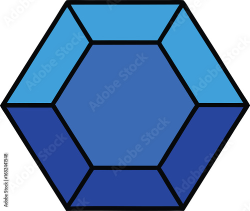 Shiny blue hexagon cut gemstone vector illustration shiny facets elegant jewel transparent background