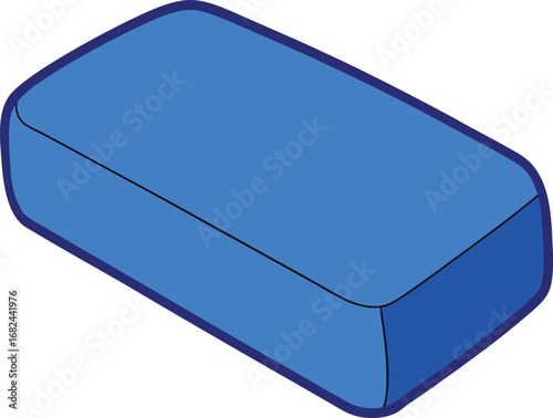 Bright blue rectangular glossy soap bar vector illustration perfect for cleaning and hygiene concepts transparent background