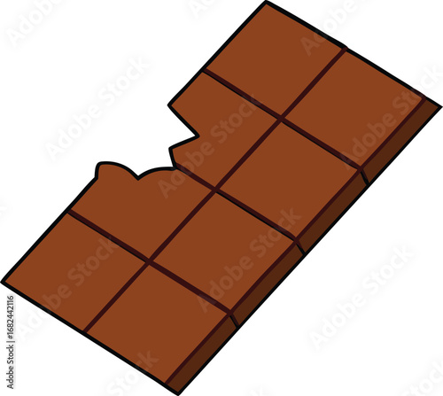 Brown chocolate bar broken piece vector illustration scalable eps icon for adobe stock transparent background