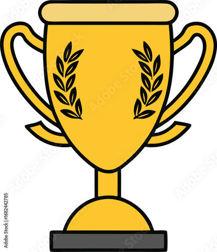 Golden trophy cup with laurel base vector illustration scalable eps for achievement awards transparent background