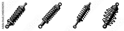 Modern Minimalist Shock Absorber Icon, Flat Silhouette of an Automotive Suspension Part Vector for Vehicle Illustration Design
