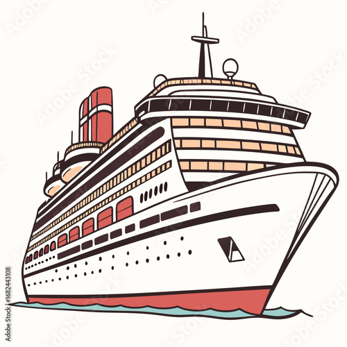 Majestic liner sailing through blue waters cruise ship
