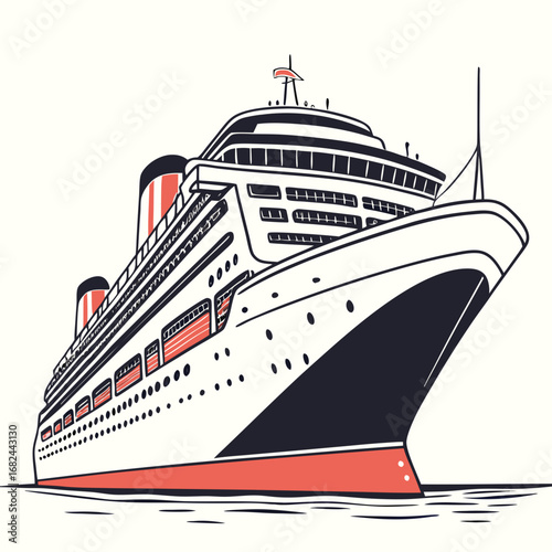 Majestic ocean liner sailing on calm waters cruise ship