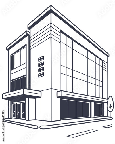 Modern commercial building with large windows architecture