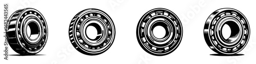 Modern Minimalist Bearing Icon, Flat Silhouette of a Mechanical Component Vector for Machinery Illustration Design