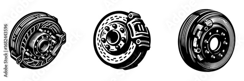 Modern Minimalist Disk Brake Icon, Flat Silhouette of an Automotive Braking Component Vector for Vehicle Illustration Design