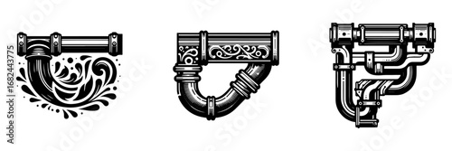 Modern Minimalist Exhaust Pipe Icon, Flat Silhouette of an Automotive Engine Component Vector for Vehicle Illustration Design