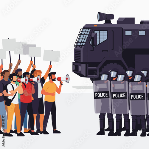 Protest Standoff With Armored Vehicle