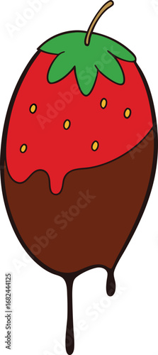 Delicious chocolate dipped strawberry vector illustration sweet treat for design transparent background