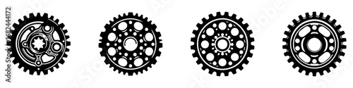 Modern Minimalist Bicycle Gears Icon, Flat Silhouette of a Cycling Gear System Vector for Bike Illustration Design