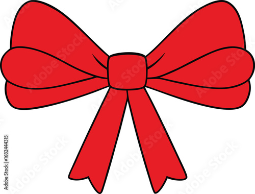 Elegant red velvet ribbon tied bow vector illustration scalable graphic design element transparent background