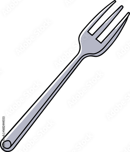 Silver fork illustration with parallel prongs vector graphic for culinary themes transparent background
