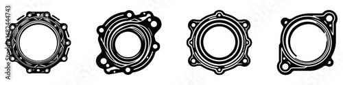 Modern Minimalist Seals Icon, Flat Silhouette of Mechanical and Automotive Sealing Components Vector for Industrial Illustration Design