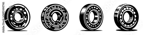 Modern Minimalist Bearing Icon, Flat Silhouette of a Mechanical Rotating Component Vector for Industrial Illustration Design