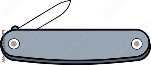 Silver folded pocket knife compact scalable vector illustration for stock transparent background