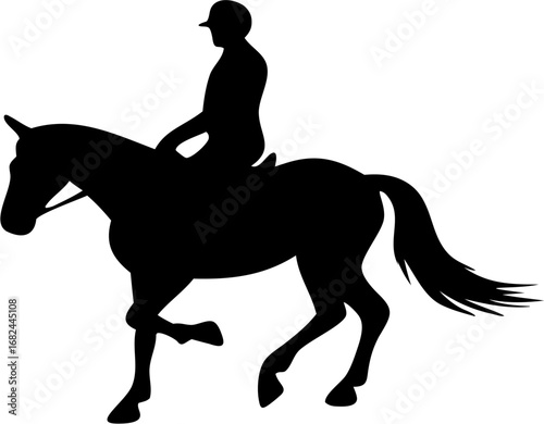 Equestrian Silhouette Vector | Horse Rider Outline | Horseback Riding Sport Design
