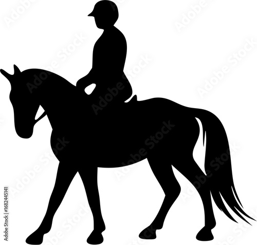 Equestrian Silhouette Vector | Horse Rider Outline | Horseback Riding Sport Design