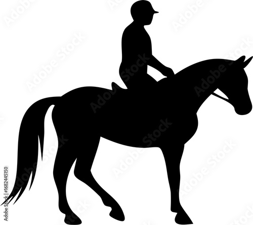 Equestrian Silhouette Vector | Horse Rider Outline | Horseback Riding Sport Design
