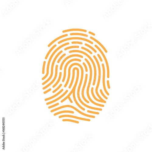 Isolated Orange Fingerprint on White Background Demonstrating Identification and Unique Identity Concept