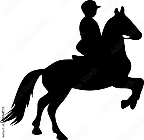 Equestrian Silhouette Vector | Horse Rider Outline | Horseback Riding Sport Design