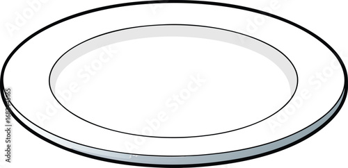 Glossy white ceramic round dinner plate vector illustration scalable eps icon transparent background