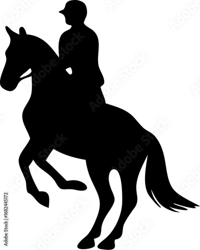 Equestrian Silhouette Vector | Horse Rider Outline | Horseback Riding Sport Design