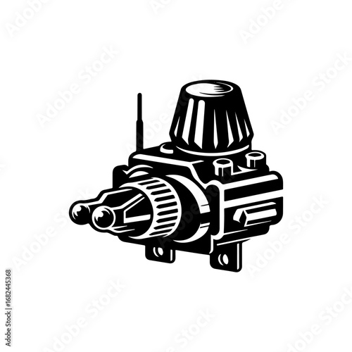 Modern Minimalist Ignition Switch Icon, Flat Silhouette of an Automotive Electrical Component Vector for Vehicle Illustration Design