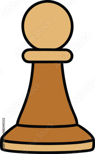 Vector wooden chess pawn small rounded classic game piece illustration scalable eps icon transparent background