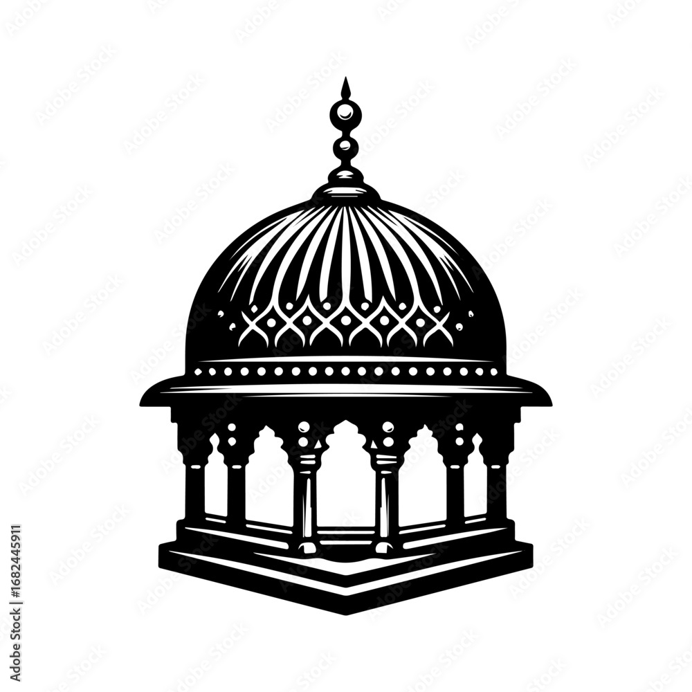 Obraz premium Modern Minimalist Dome Icon, Flat Silhouette of an Architectural and Structural Element Vector for Home and Building Illustration Design