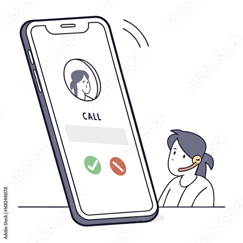 Person receiving phone call on screen incoming call