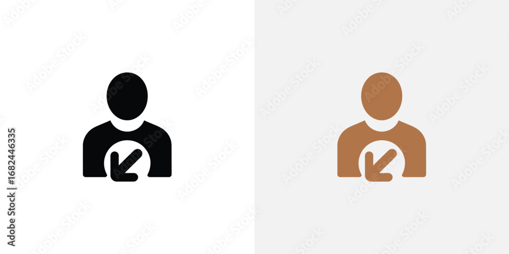 Obraz premium Person with Arrow Symbol Points to Self or Downwards Isolated Icon Illustration